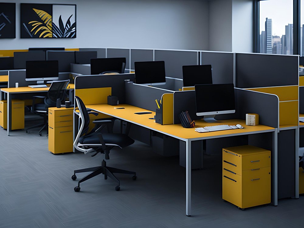 yellow office workstation