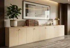 Horizon Long Light Wood Office Credenza