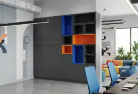 Pixel Matte Black Office Storage with Colour Cubes