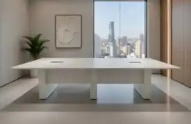 8 Seater Oval Glass Top Conference Table