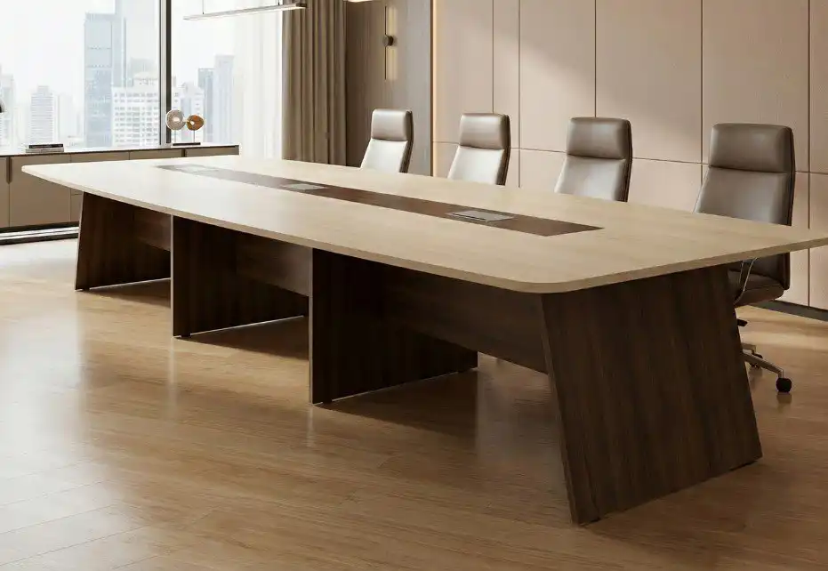 10 Seater Oval Oak Veneer Conference Table